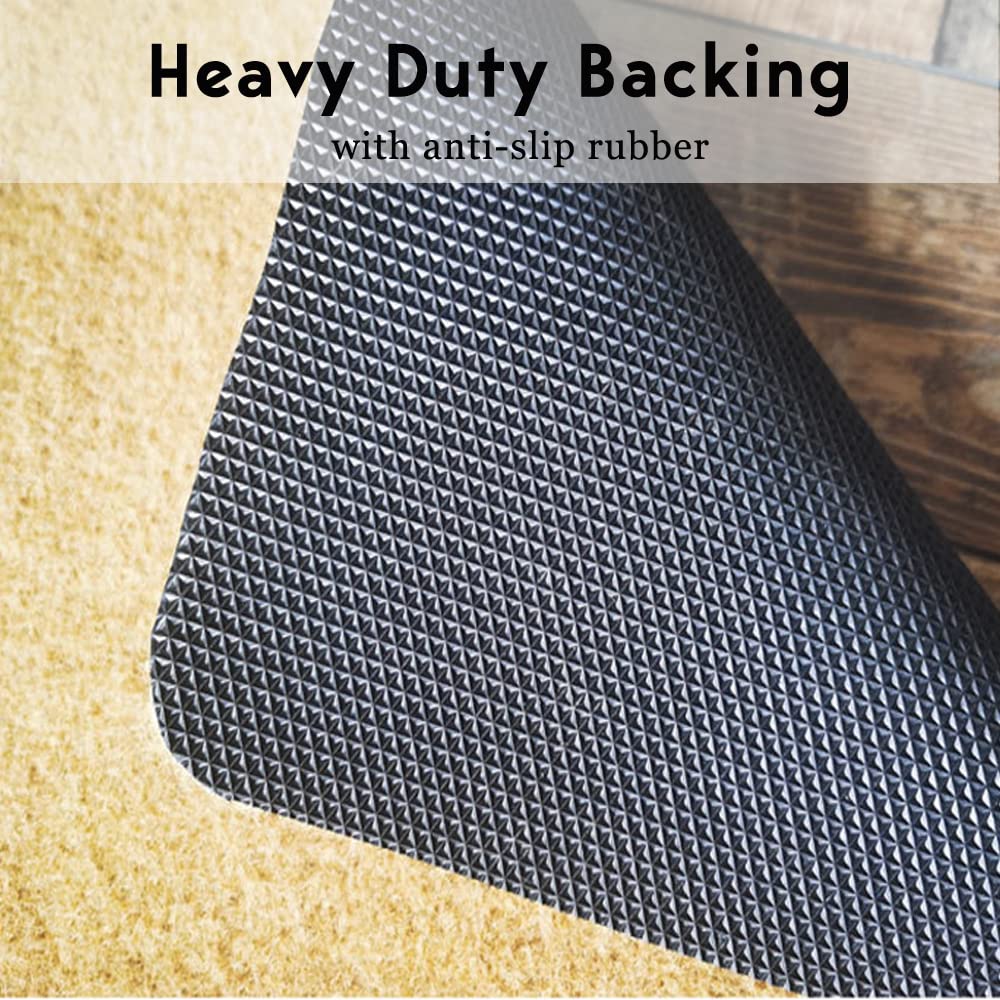 Assaoy Coir Door Mat bristles scrape dirt from shoes before stepping inside