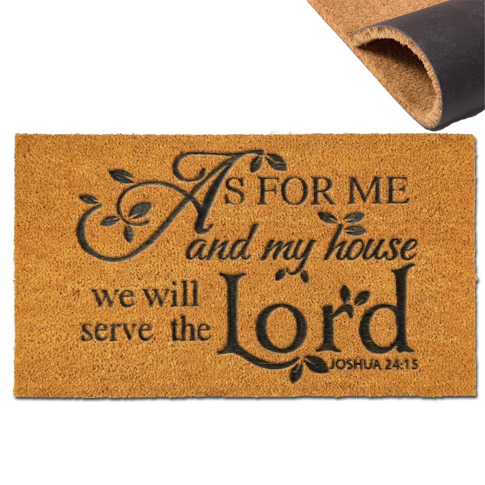 Assaoy Coir Door Mat with embroidered welcome design trapping moisture at entryways