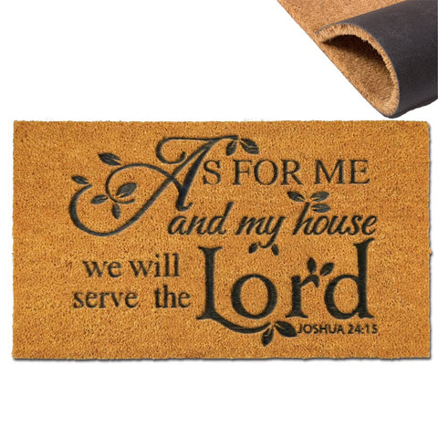 Assaoy Coir Door Mat with embroidered welcome design trapping moisture at entryways