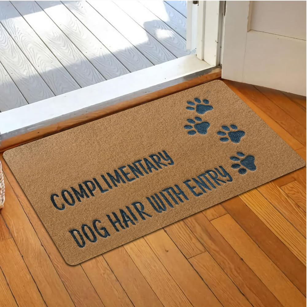 Assaoy embroidered door mat with stylish outdoor entry design.