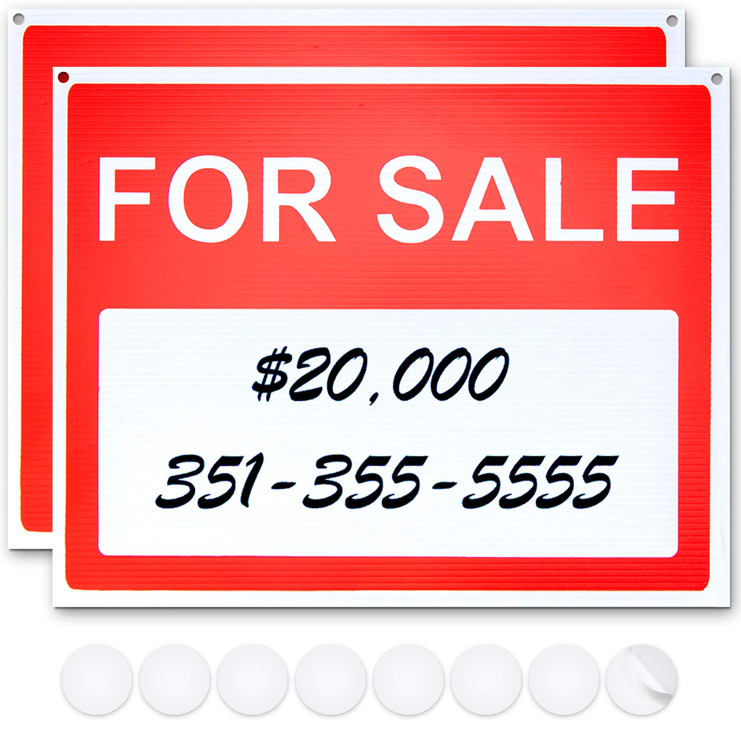 ASSURED SIGNS for sale sign car 2 pack clearly visible to attract buyers roadside.