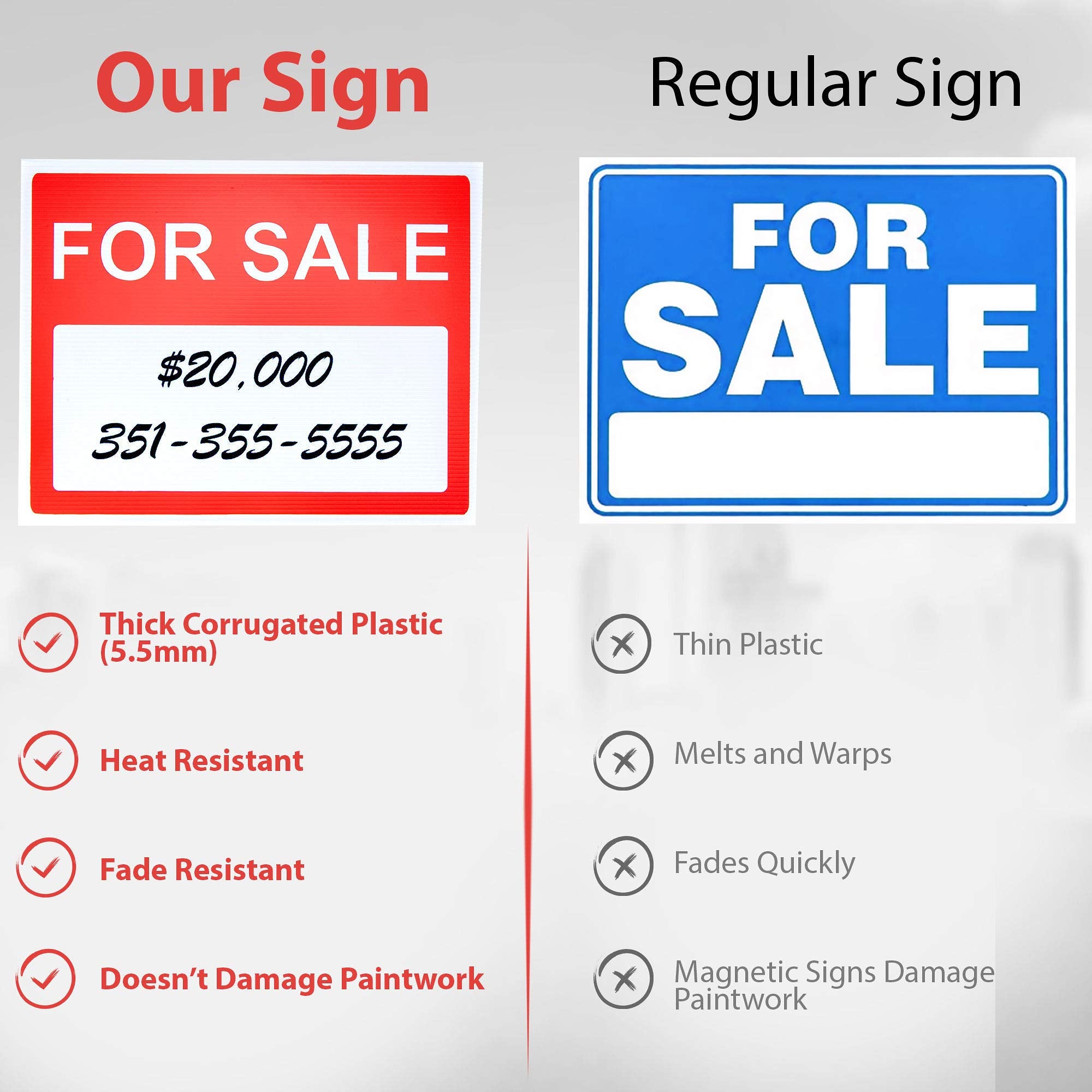 ASSURED SIGNS indoor outdoor use with versatile placement on vehicles and property.