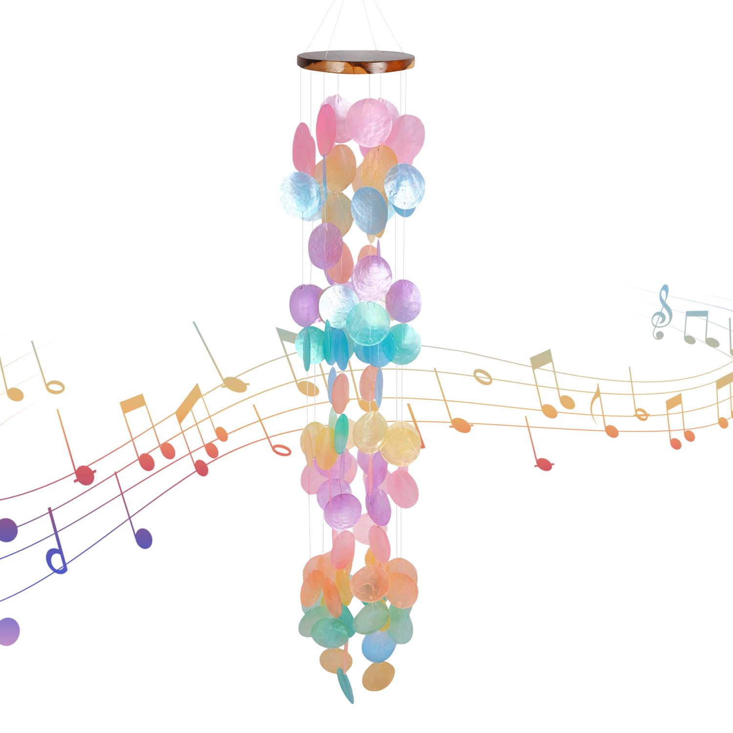 ASTARIN 35-inch capiz wind chime with iridescent shells enhances curb appeal.
