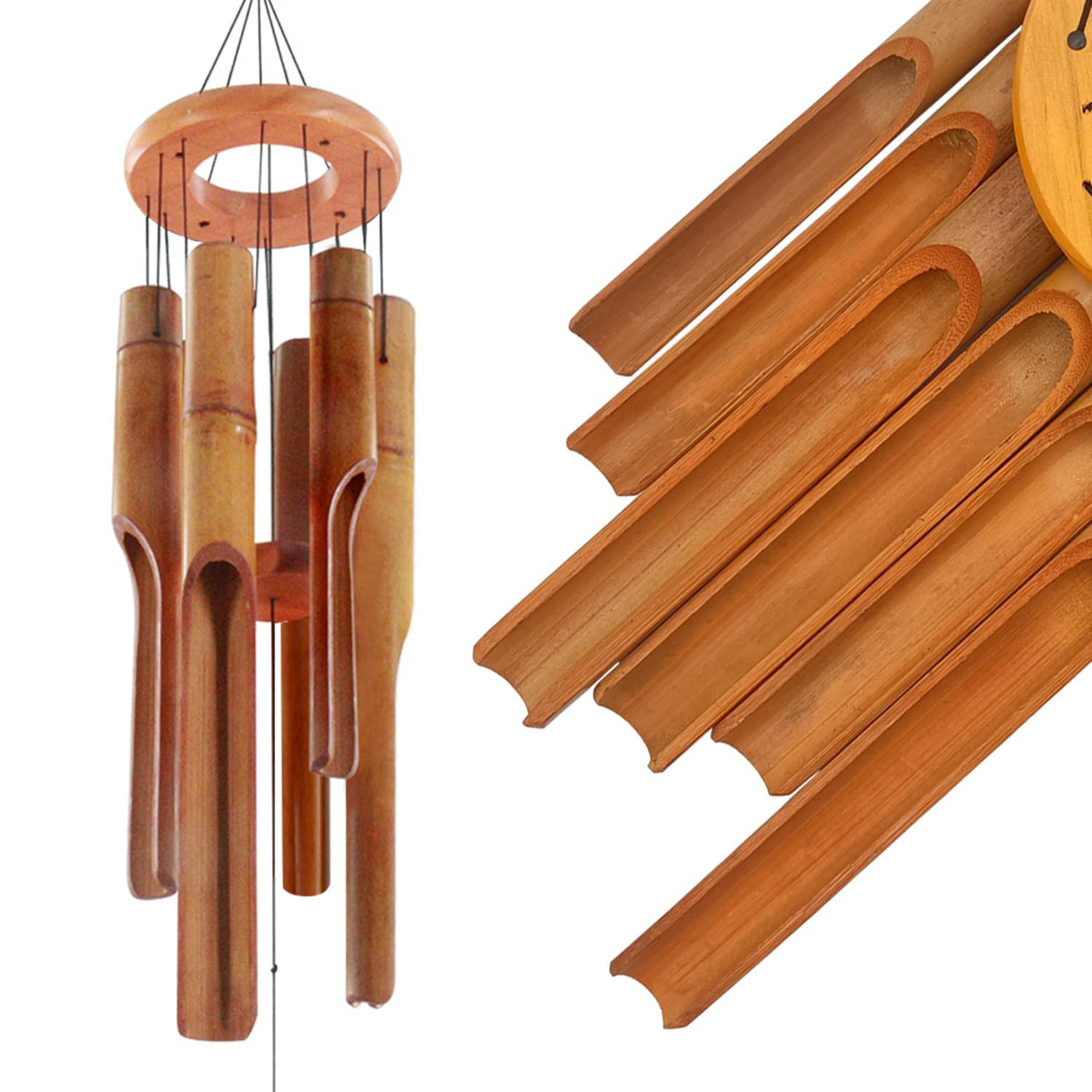 ASTARIN bamboo wind chimes outside on the porch create a tranquil outdoor ambiance.