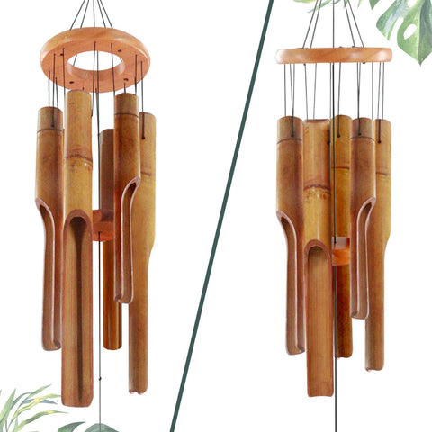 ASTARIN classic zen bamboo windchime, 32 inches, enhances porch or garden decor.