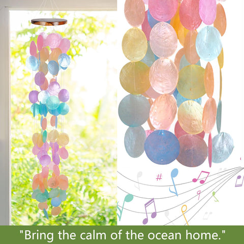 ASTARIN coastal wind chime in garden showcases handmade craftsmanship and durable hemp rope.