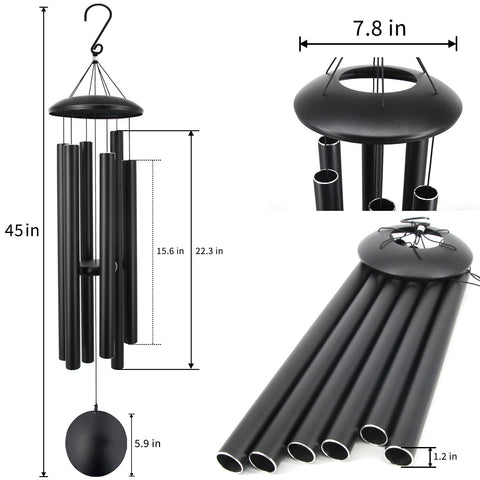 ASTARIN deep tone six-tube wind chimes made of aluminum for rich outdoors sound