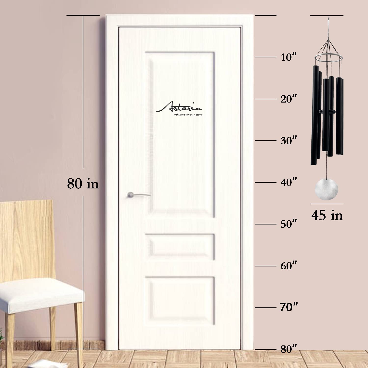 ASTARIN hand-tuned six-tube wind chime delivers deep notes for tranquil outdoor moments.