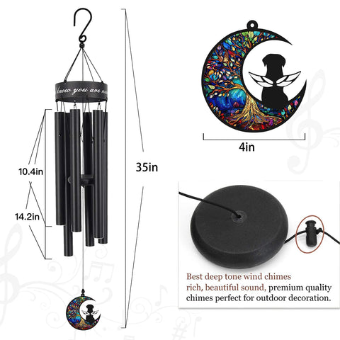 ASTARIN moon-shaped wind catcher with pet silhouette enhances memory on garden patio