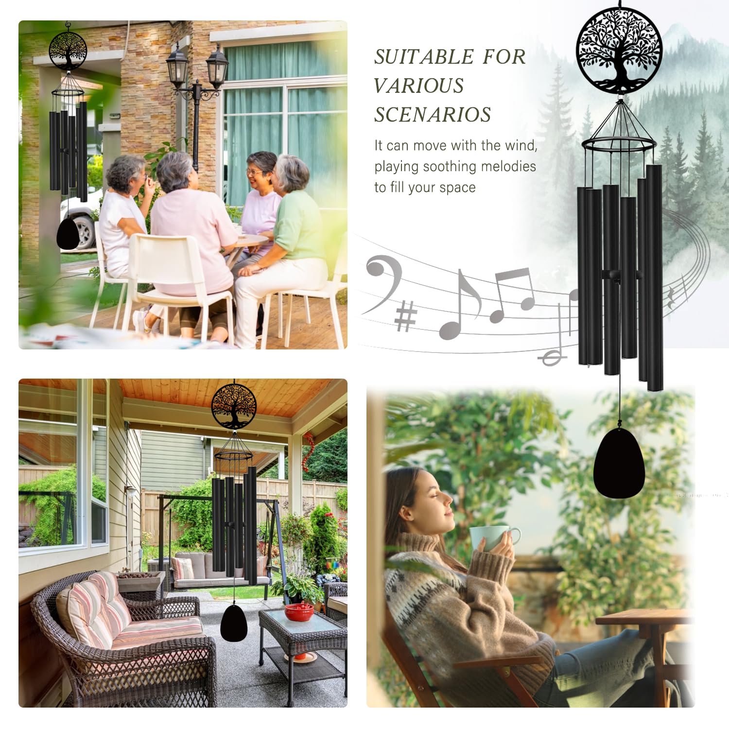 ASTARIN outdoor wind chimes enhance garden decor with comforting melodic presence.