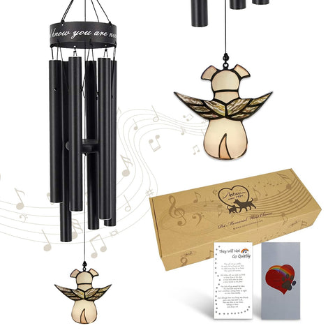 ASTARIN pet memorial wind chime 30-inch black finish for outdoor ambiance and clear tones.