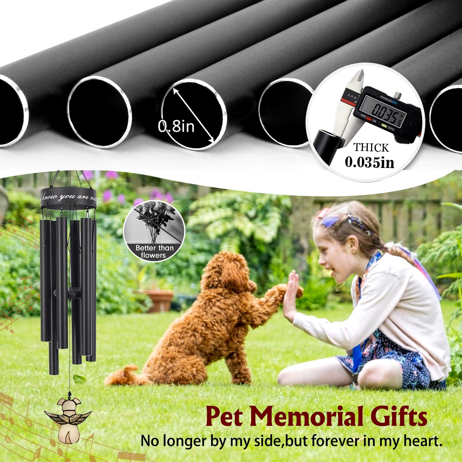 ASTARIN remembrance seal bottom detail wind chime designed for cherished pet memories.