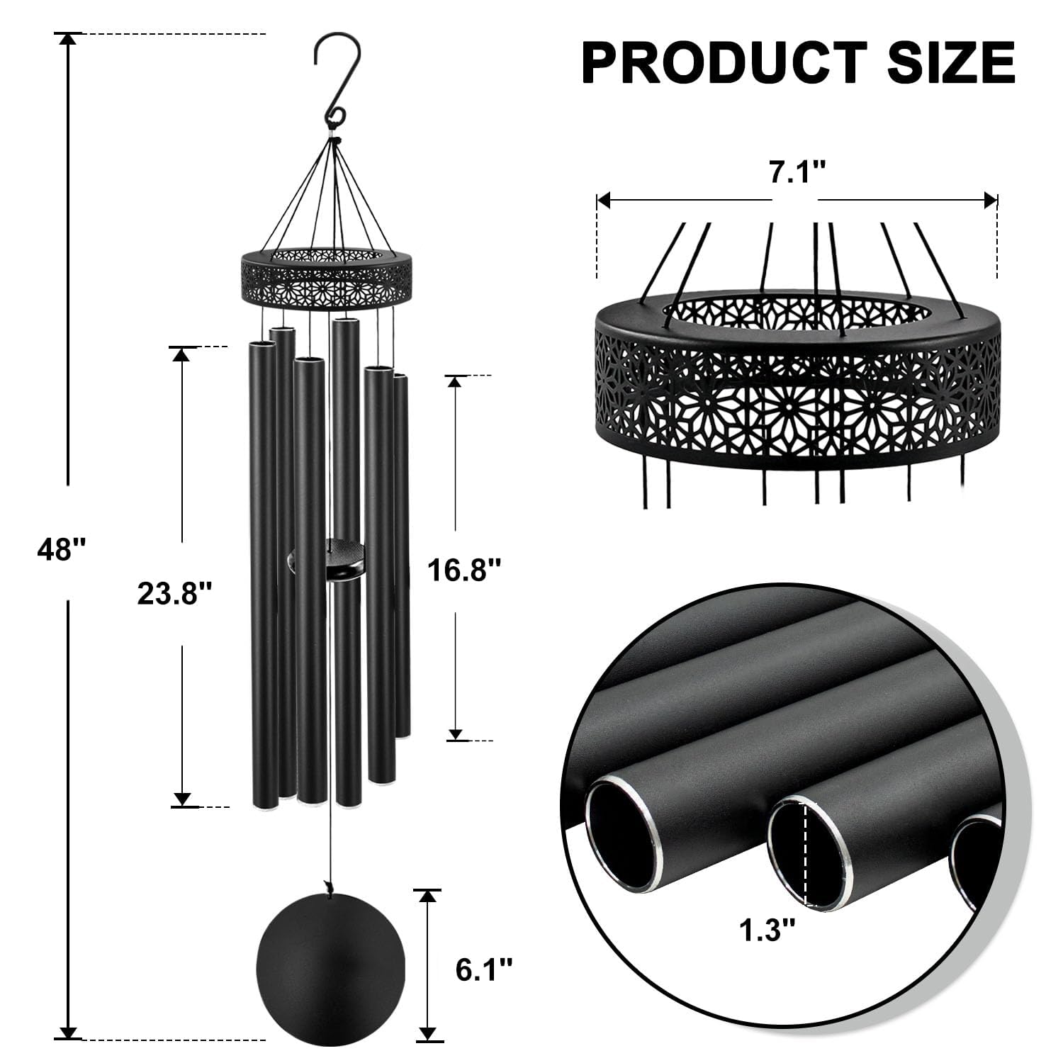 ASTARIN six-tube aluminum wind chimes with tuned notes for resonant outdoor sound