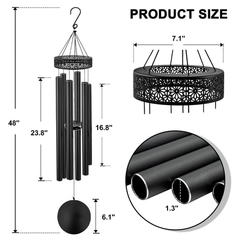 ASTARIN six-tube aluminum wind chimes with tuned notes for resonant outdoor sound