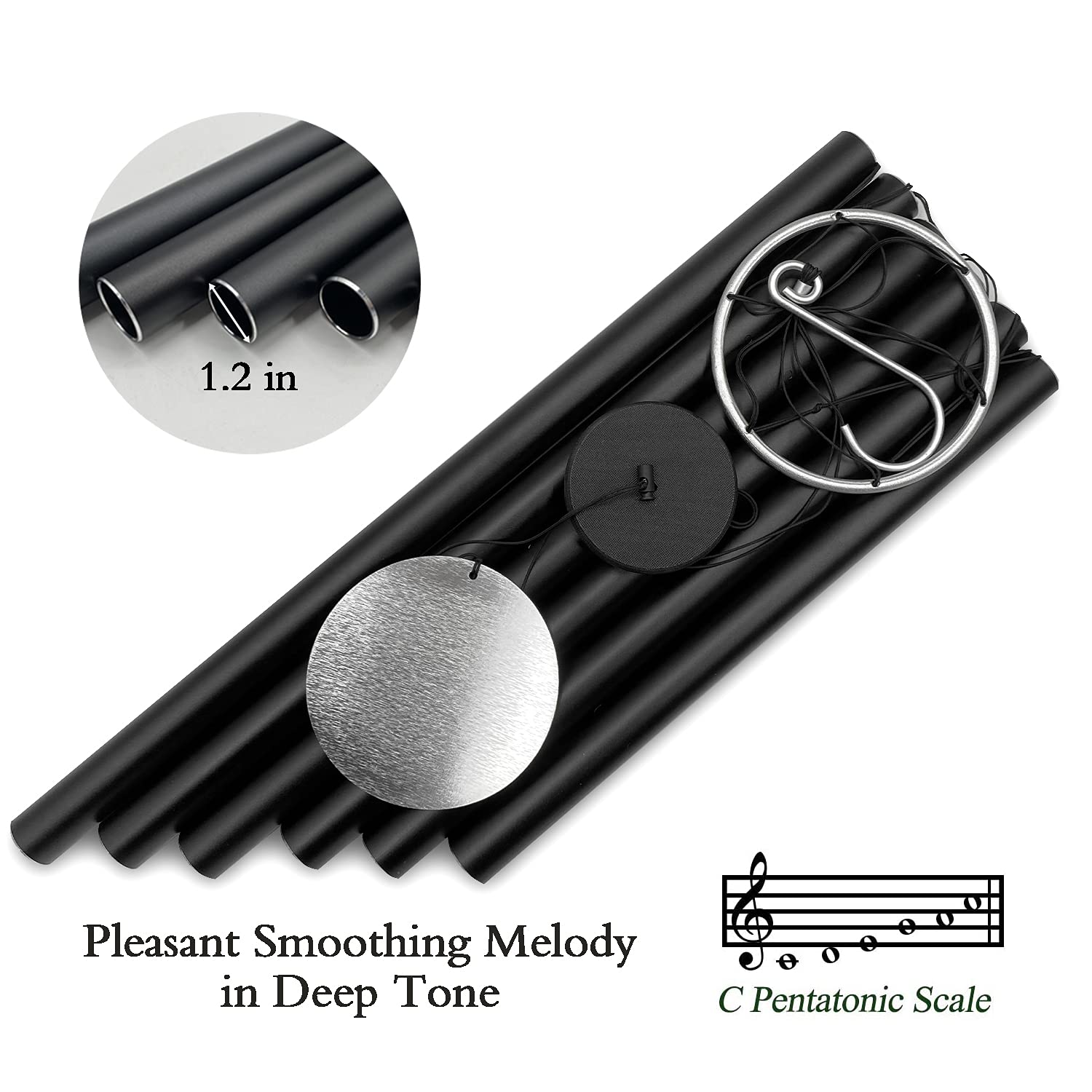 ASTARIN six-tube deep-tone wind chime black for rich backyard melodies.