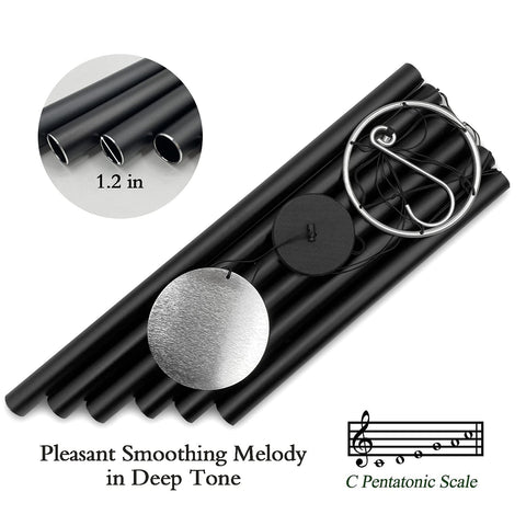 ASTARIN six-tube deep-tone wind chime black for rich backyard melodies.