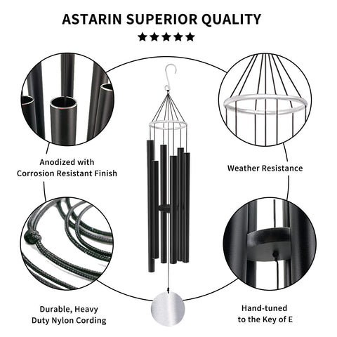 ASTARIN wind chimes 16-inch tube close-up shows precise tuning and rich resonance.