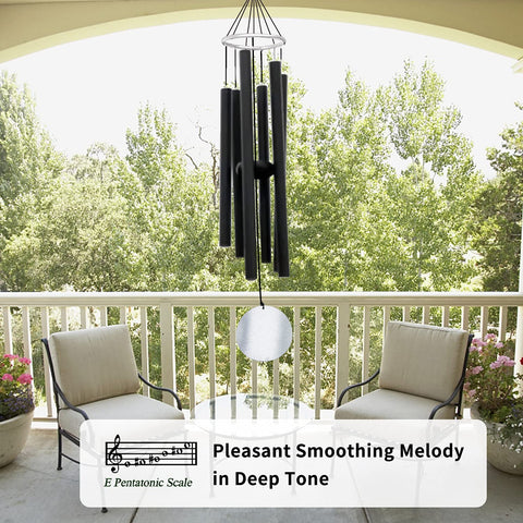 ASTARIN wind chimes black finish exterior blends with modern outdoor decor.