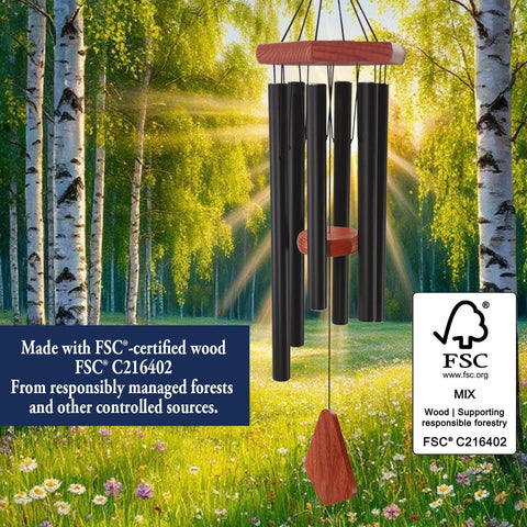 ASTARIN wind chimes FSC-certified wood striker adds tactile focal point