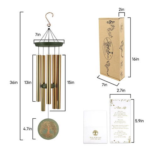 ASTARIN wind chimes with heavy-duty hook for secure mounting