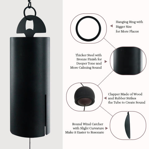 ASTARIN wind chimes matte black finish enhances outdoor decor resilience.