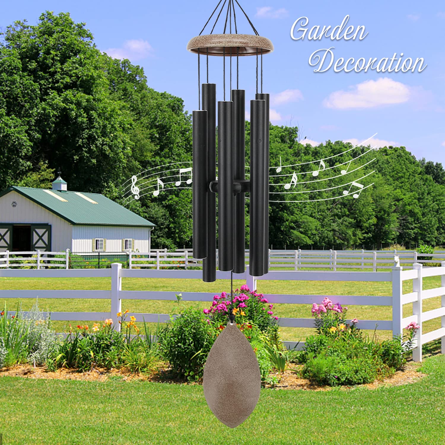 ASTARIN chimes hang from nylon cord with a beech striker for clarity.