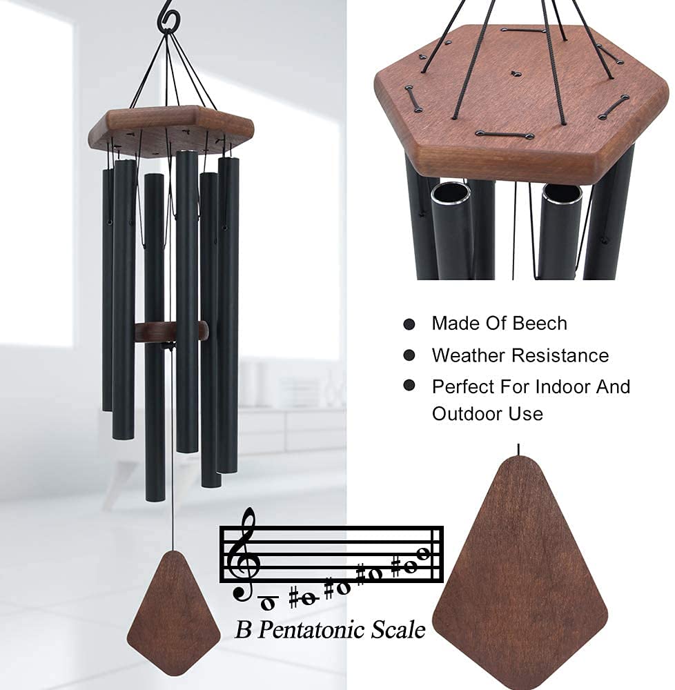 ASTARIN wind chimes thirty inch black aluminium hanging hook enables easy installation