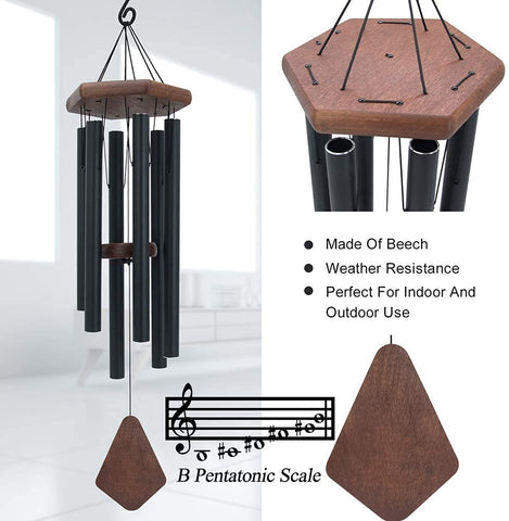 ASTARIN wind chimes thirty inch black aluminium hanging hook enables easy installation