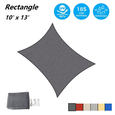 AsterOutdoor rectangle shade sail 10x13 sand color provides sun protection over patio.