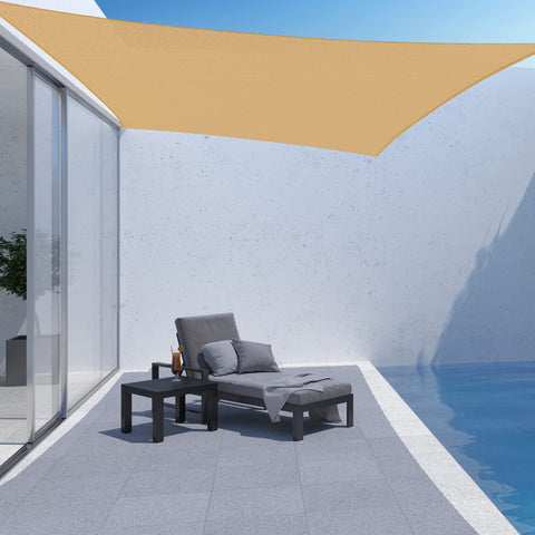 AsterOutdoor shade sail in Sand blocks UV while allowing airflow for comfort.