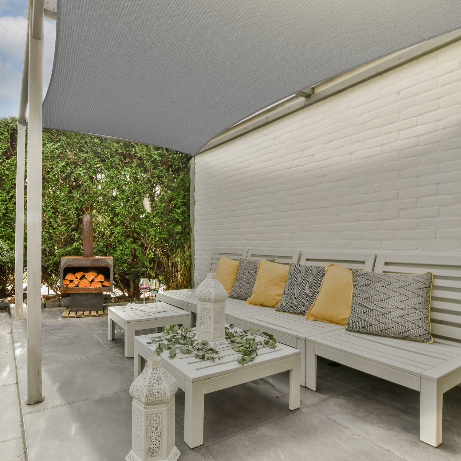 Breathable fabric balances shade with air flow.