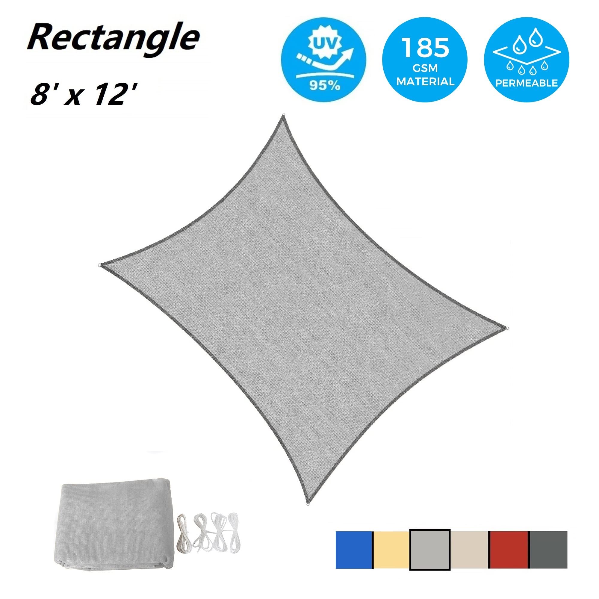 AsterOutdoor rectangle shade sail includes stainless D-rings for secure setup.