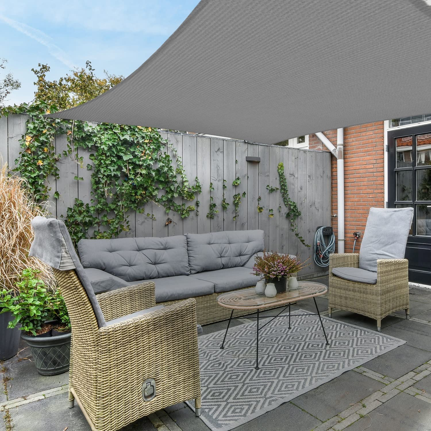 HDPE fabric offers durability and easy cleaning.