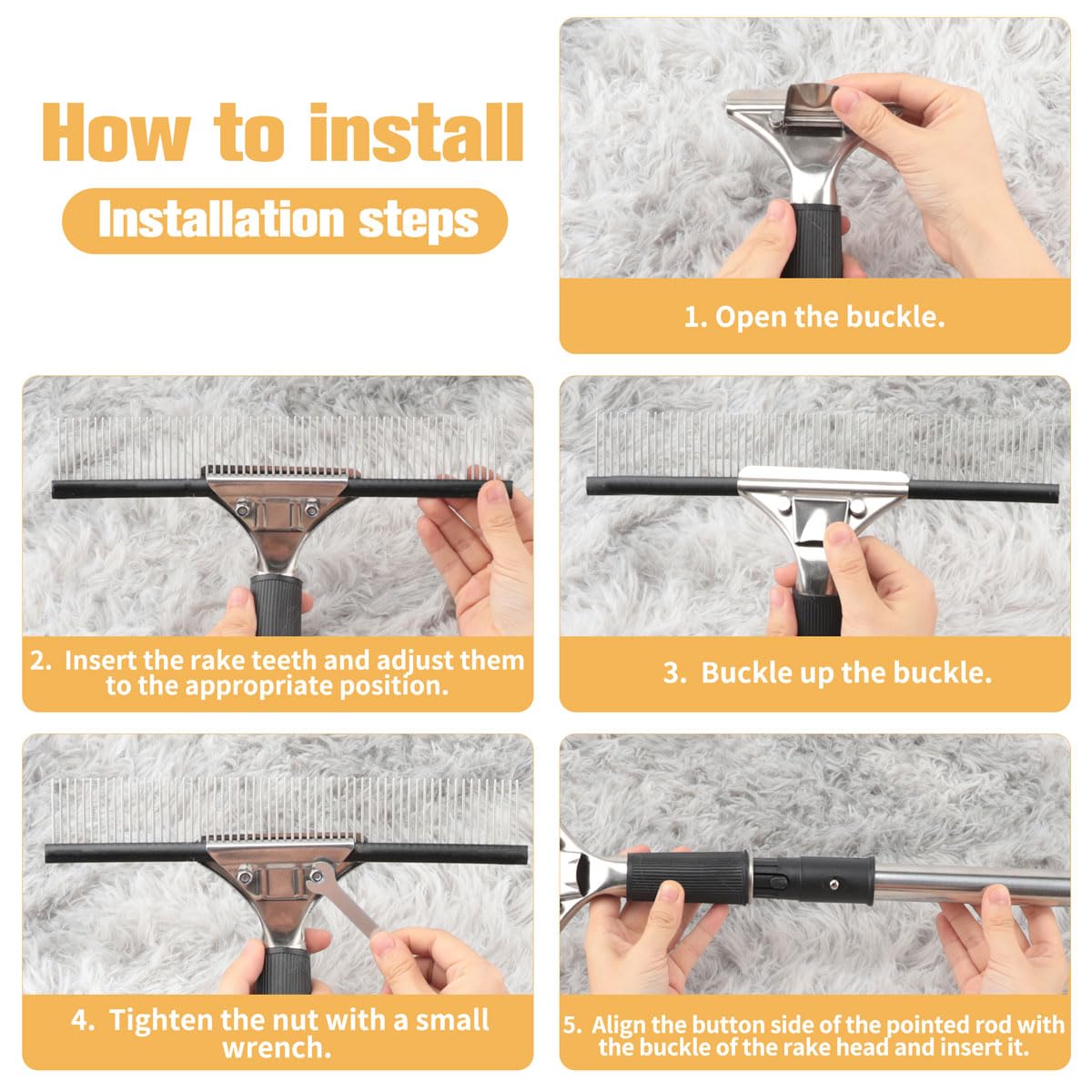 Astfys big carpet rake detachable head for precise spot cleaning.