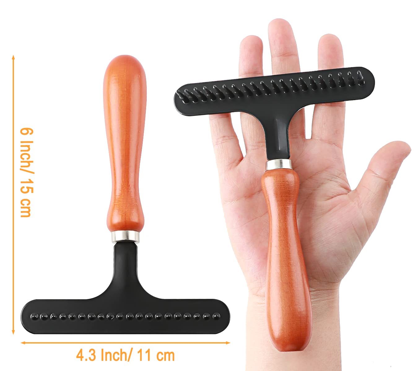 Astfys carpet rake wooden handle offers ergonomic, comfortable use.