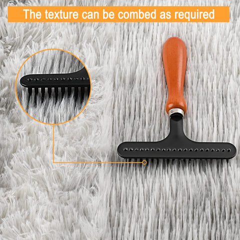 Astfys plush-fiber-friendly tool revives carpet puff safely.