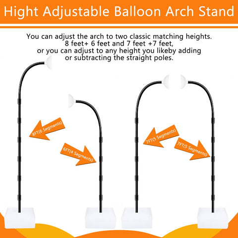 Base and stand with weighted bags keep the arch steady outdoors