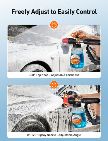 AstroAI Foam Cannon calibration marks help mix solutions accurately