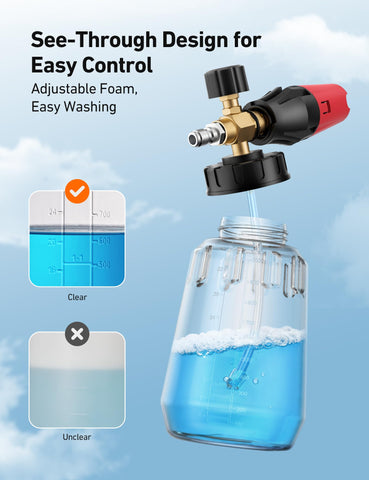 AstroAI Foam Cannon dense-foam output delivers rich coating for thorough cleaning