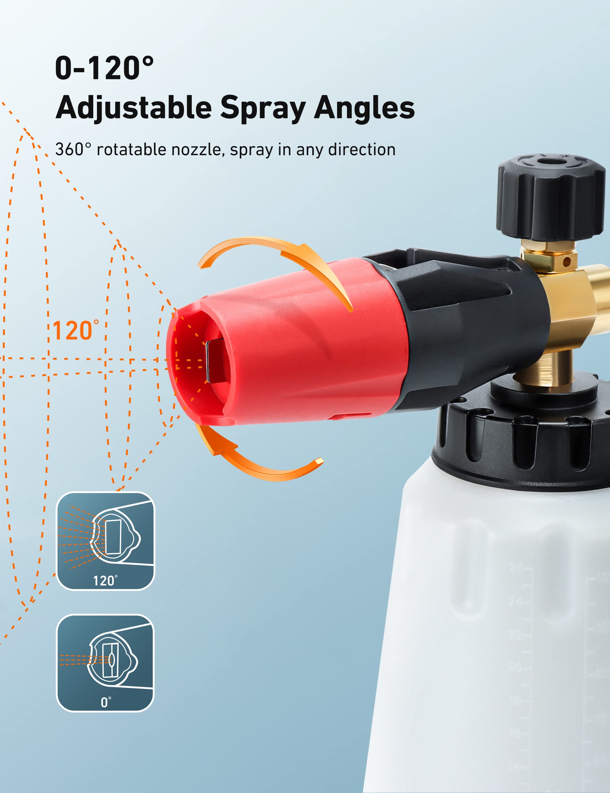AstroAI foam cannon with five stainless steel nozzles for versatile cleaning.