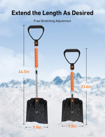 AstroAI versatile snow shovel suitable for driveways, cars, and outdoor adventures.