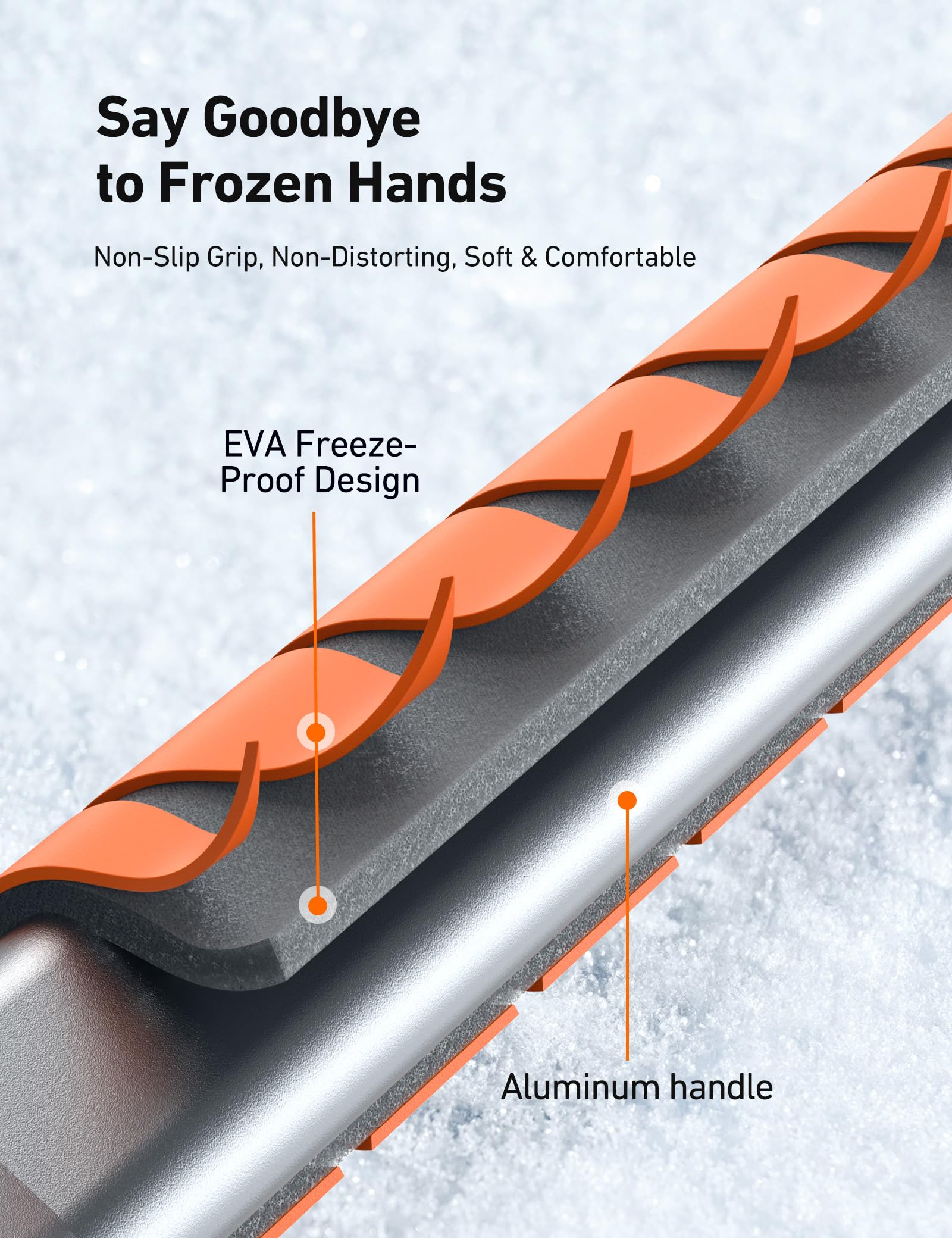 AstroAI snow shovel buckle design enables quick assembly and deployment.