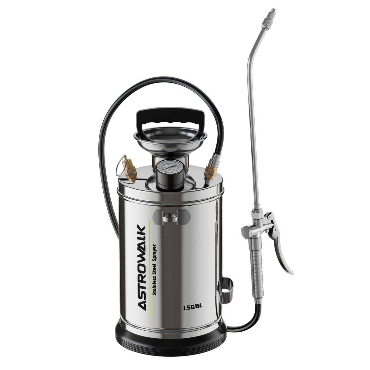 ASTRWK 1.5 gallon stainless sprayer tank for durable, corrosion-resistant spraying.