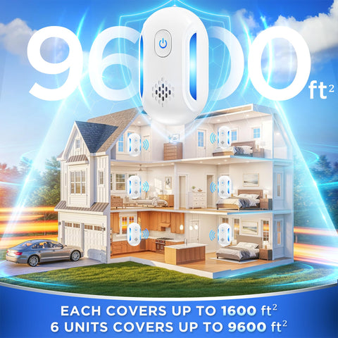 Asukin Ultrasonic Pest Repeller in corner setup blends with décor and broadens coverage.
