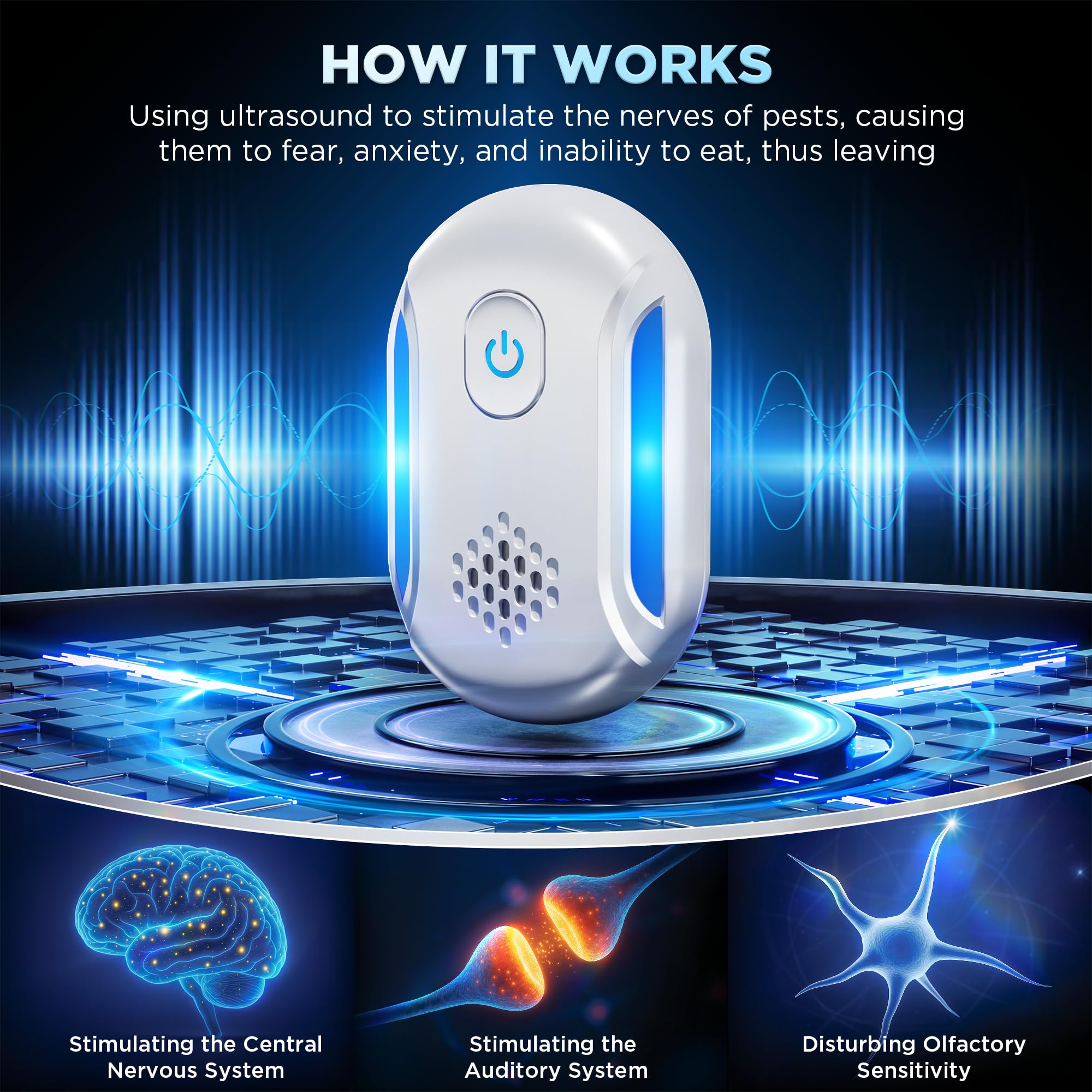 Asukin Ultrasonic Pest Repeller packaging highlights a convenient 5-pack for multi-room use.