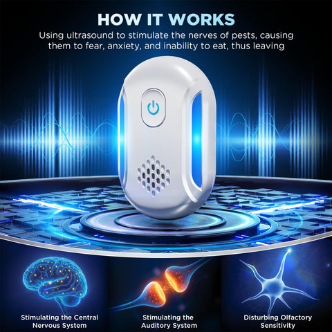 Asukin Ultrasonic Pest Repeller packaging highlights a convenient 5-pack for multi-room use.