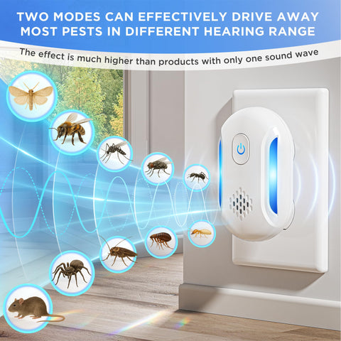 Asukin Ultrasonic Pest Repeller plugged in demonstrates silent, chemical-free pest deterrence.