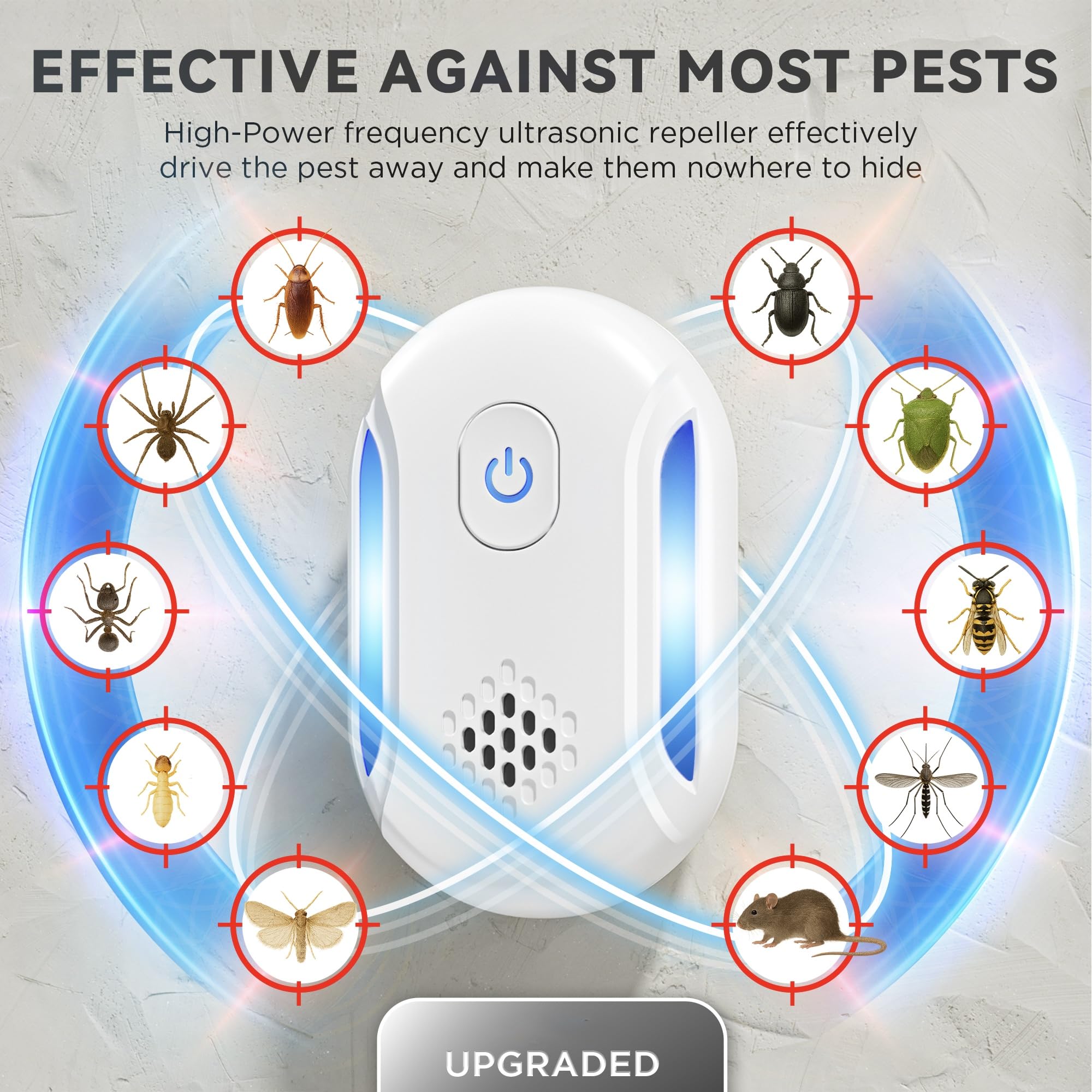 Asukin Ultrasonic Pest Repeller two-mode indicators enable customized pest control in busy homes.
