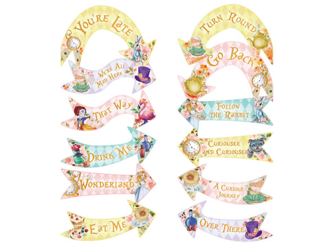ASVP Shop Alice in Wonderland arrow sign for party decor and directions