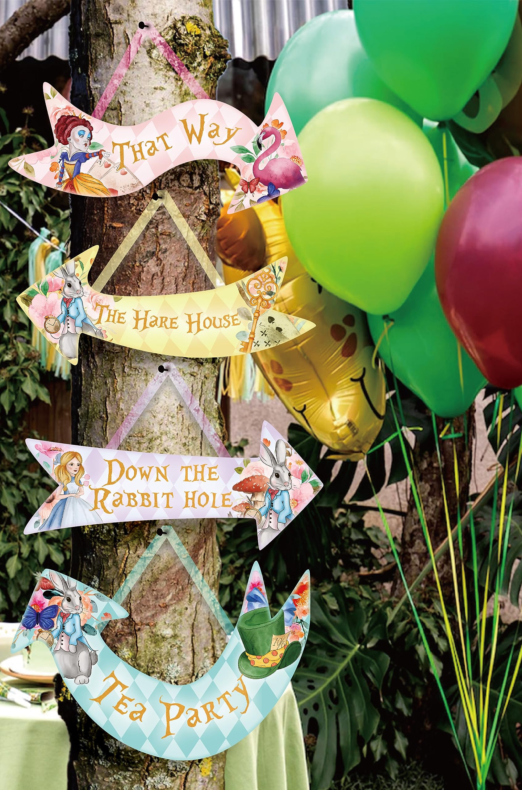 ASVP Shop Mad Hatter arrow sign ideal for tea party table decor